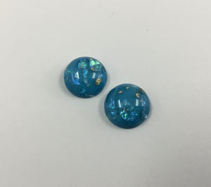 Gold Fleck - Blue 12mm Cabs (5 pairs)