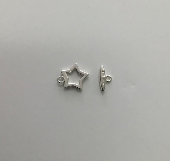 Toggle Clasp- Star Silver 18mm (10 sets)