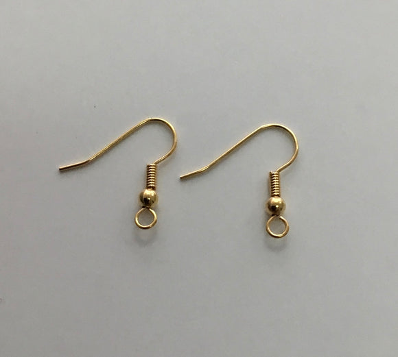 Earring Fish Hooks - 20pcs - 19x20mm Base Metal Gold